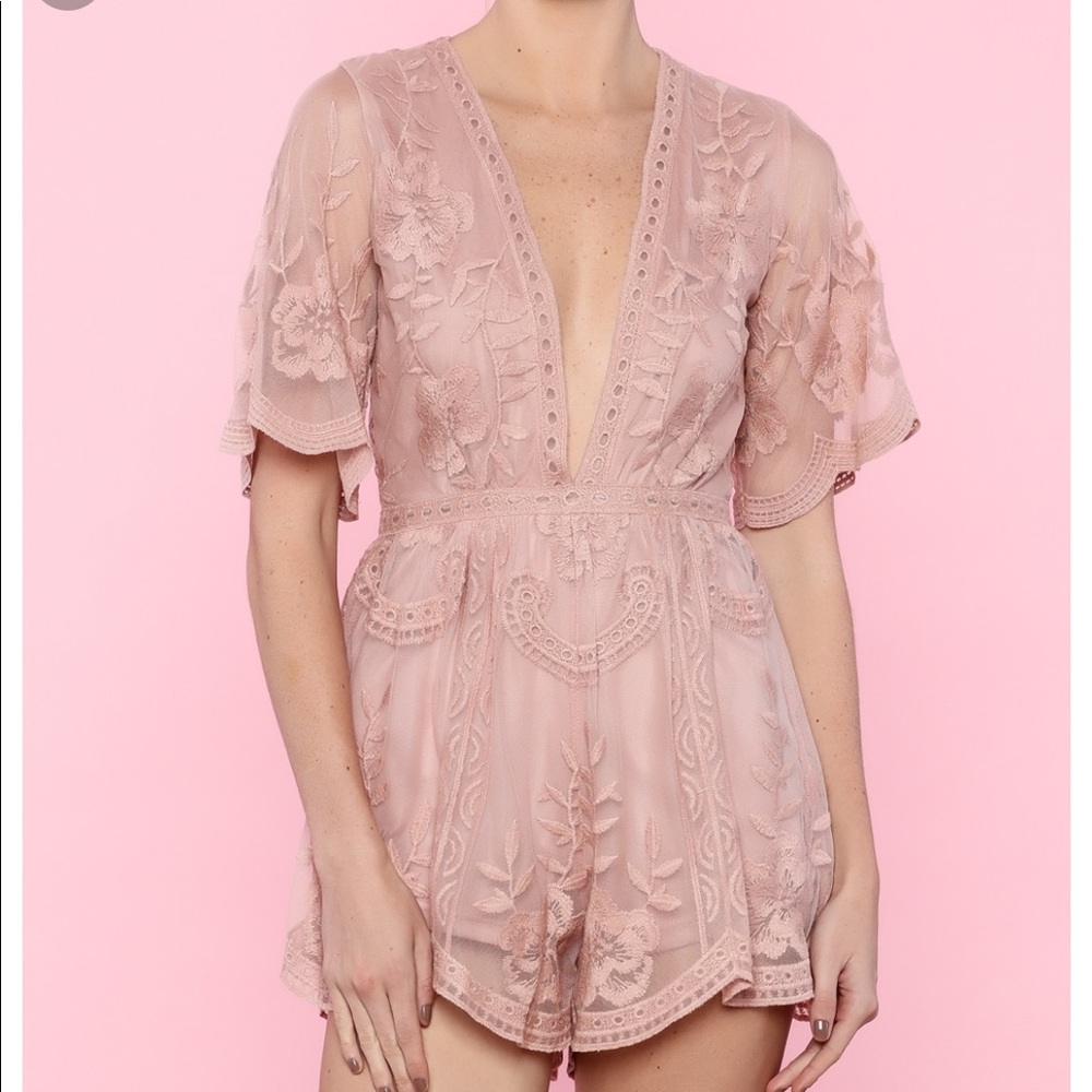 Honey Punch Floral Lace Romper